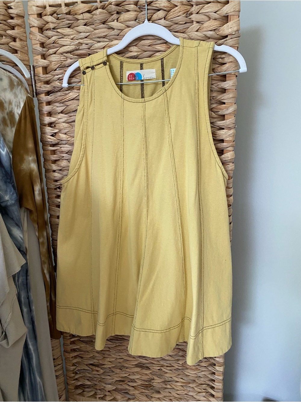 Free People Mustard Yellow Sleeveless A-Line Tank and shorts set